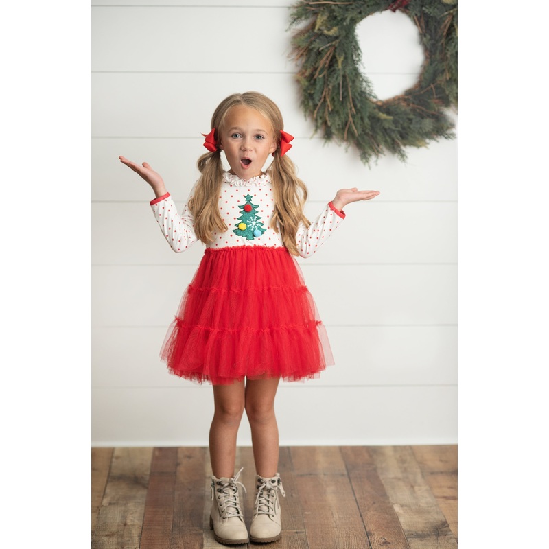 Christmas Tree Tulle Dress|3/4|5/6|7/8|10/12
