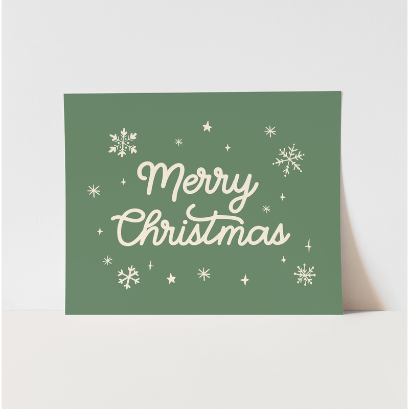 {Green} Merry Christmas Art Print