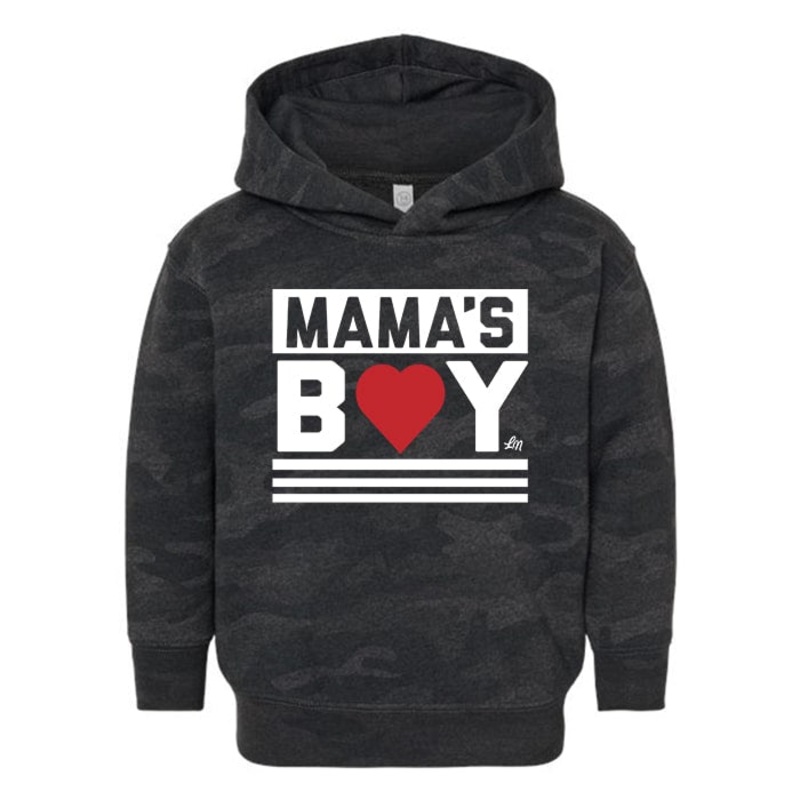 Mama’s Boy Hoodie|2T|4T|5/6T|YS (6/8)|Black & Grey Camo
