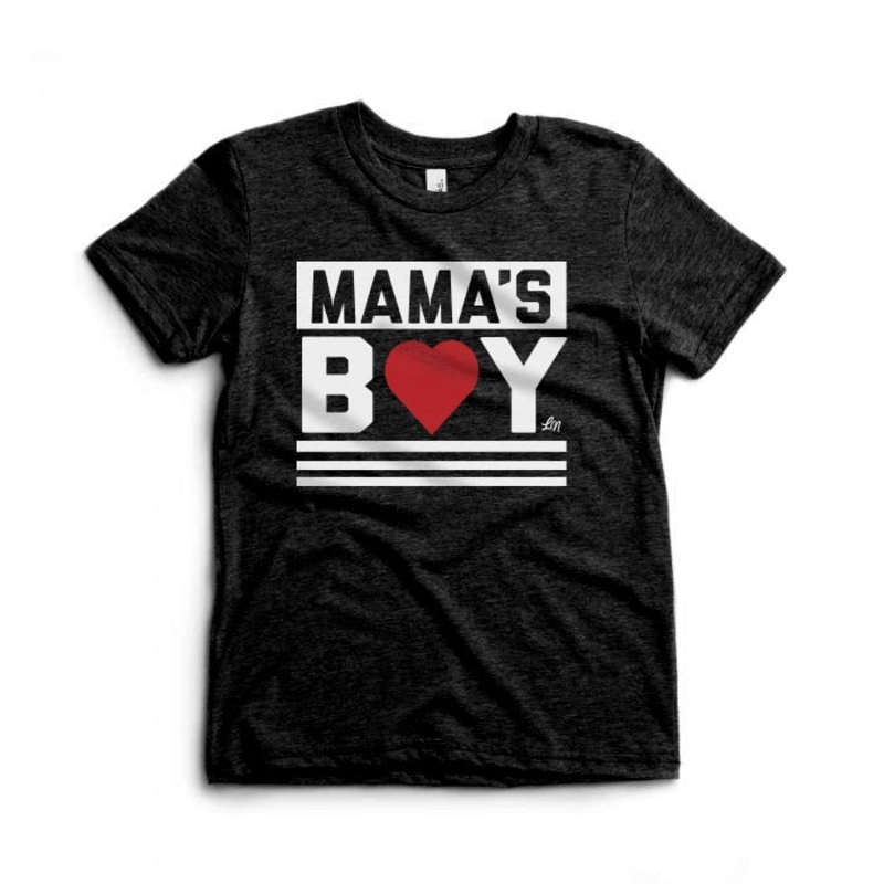 Mama’s Boy Tee|3-6 months|6-12 months|12-18 months|18-24 months|2T|3T|4T|5T|YS (6/8)|Charcoal Black Triblend