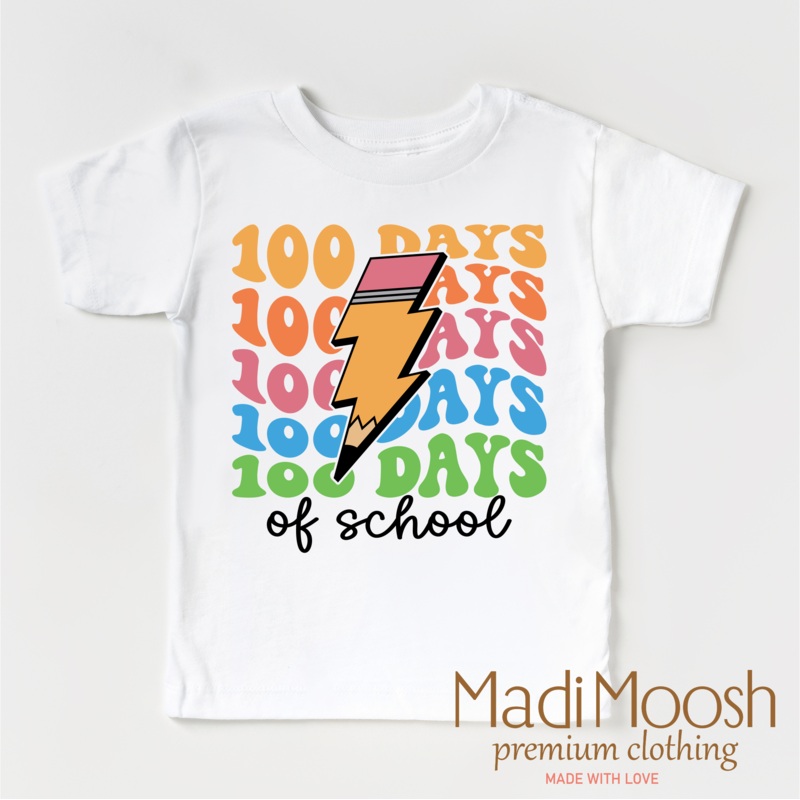 100 Days Of School Lightning Bolt Shirt – School Tee