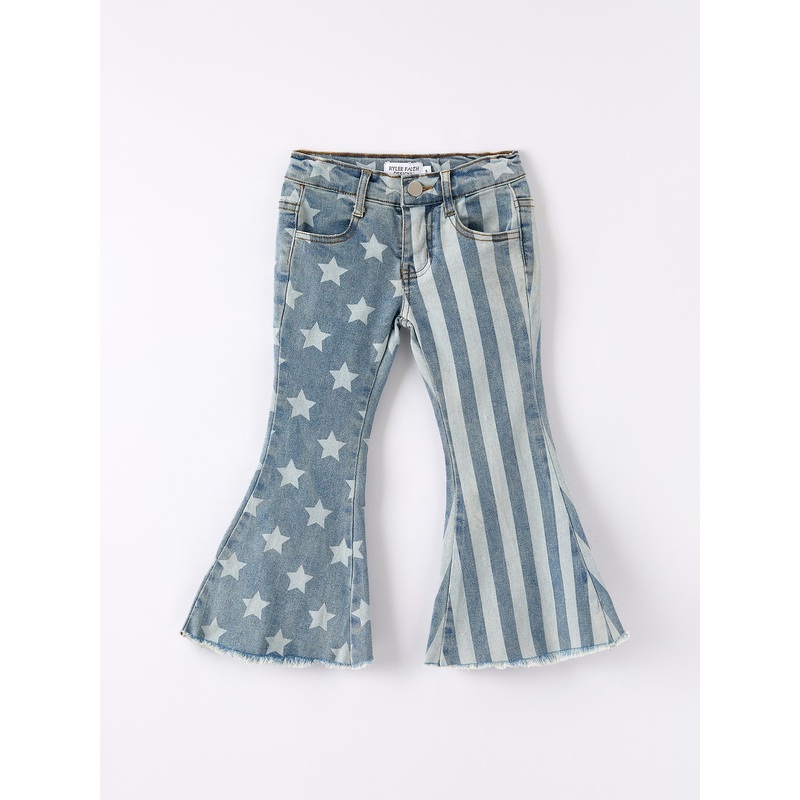 4th of july Patriotic Star Stripe Flare Jeans