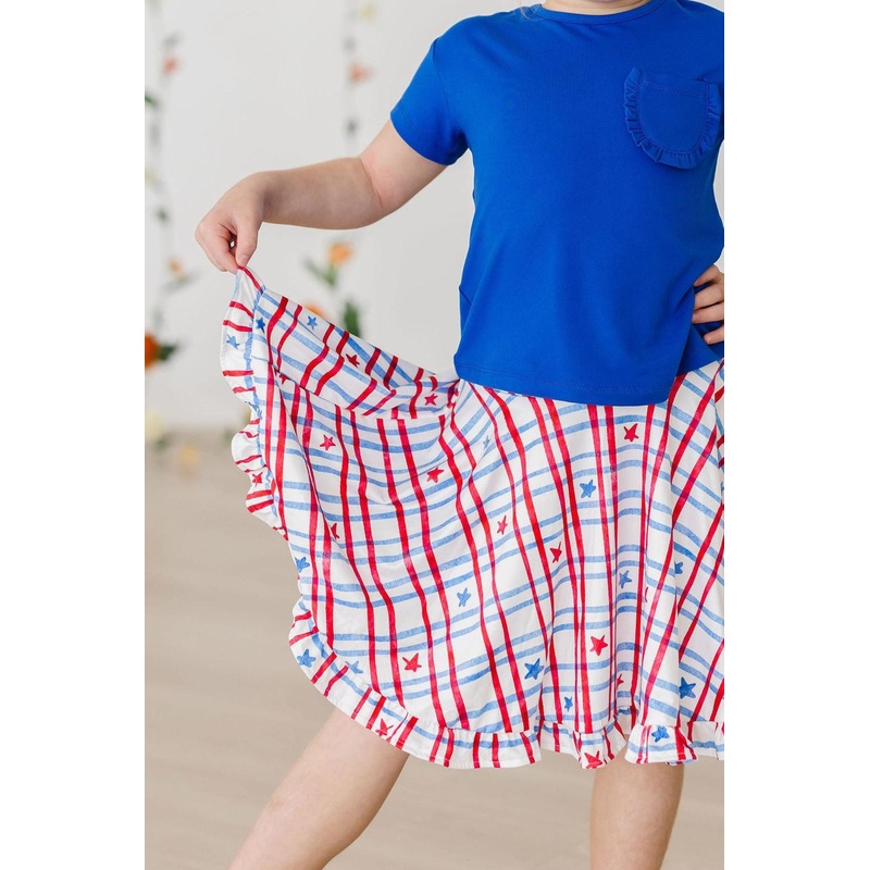 Patriotic Plaid Ruffle Twirl Skort