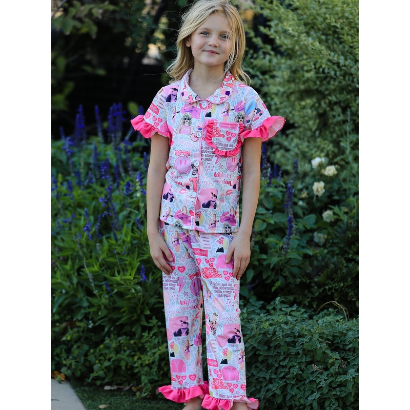 TS Character Print Girls Pink Pajamas