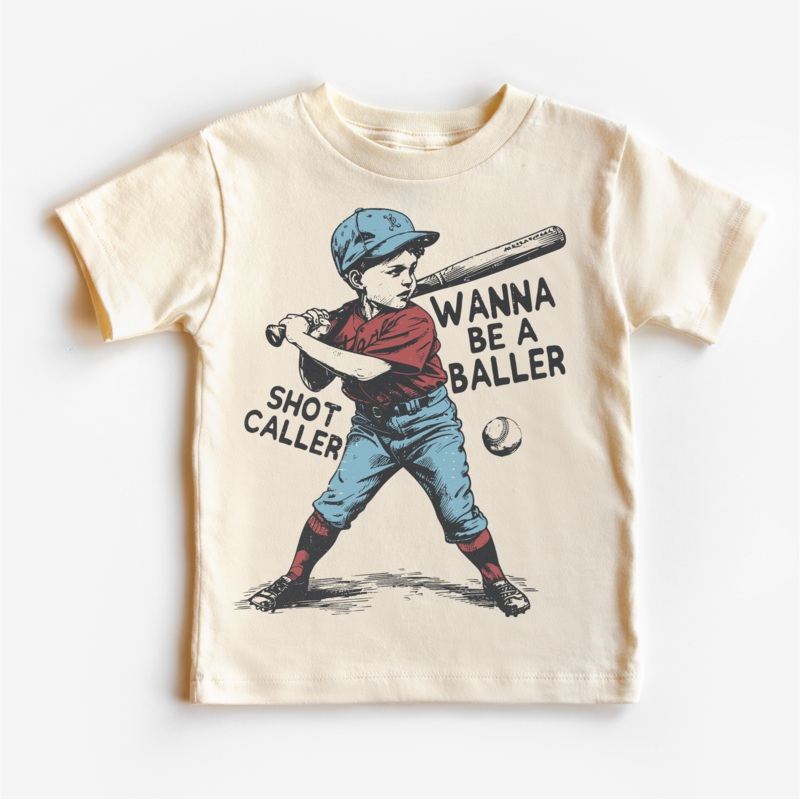 Kids Baseball Shirt – Wanna Be A Baller Shot Caller Tee