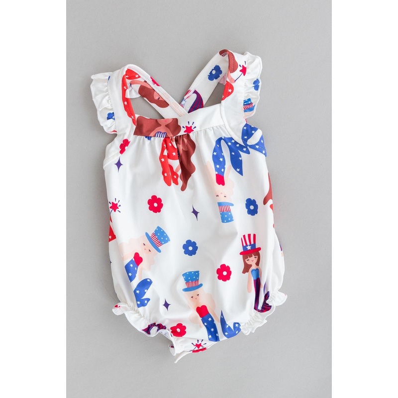 Mer-Made in the USA Ruffle Cross Back Romper