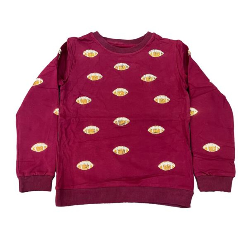 Tweenstyle by Stoopher – Glitter Football Sweatshirt – Burgundy