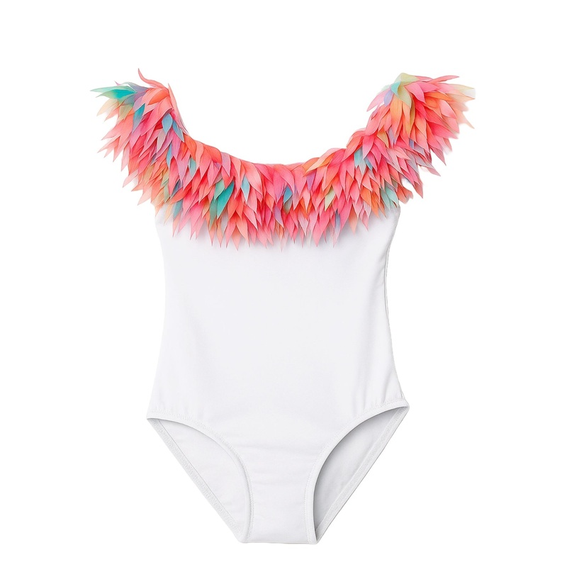 White Swimsuit with Sugar Skies Petals