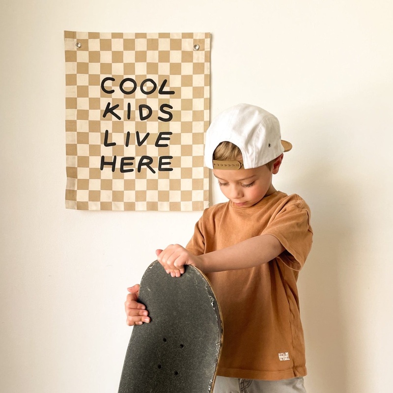 cool kids banner|Natural|Checkered Taupe