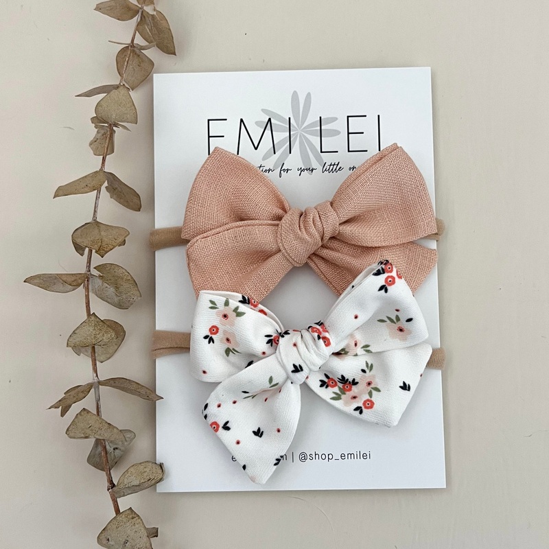 Bow Headbands & Clips|Peach Floral|Nylon Headband|Alligator Clip