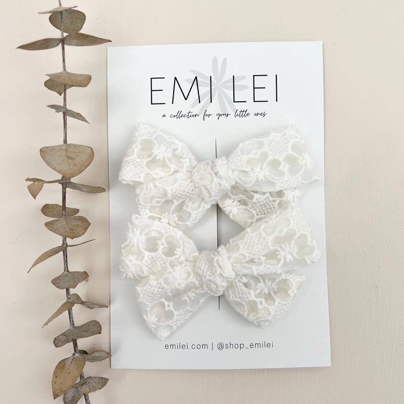 Pigtail Bow Clips|Lace