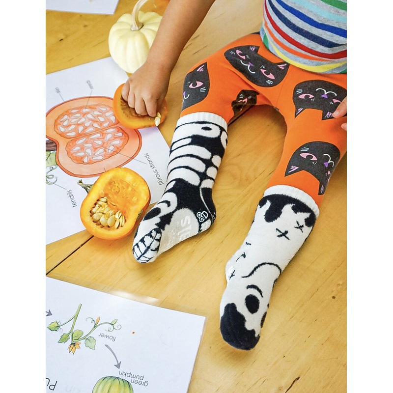 KIDS GHOST & SKELETON GLOW-IN-THE-DARK NO SLIP SOCKS