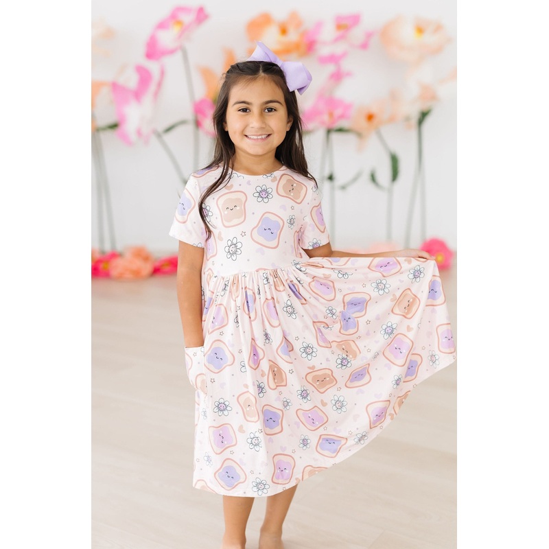 Peanut Butter Jelly Time S/S Pocket Twirl Dress