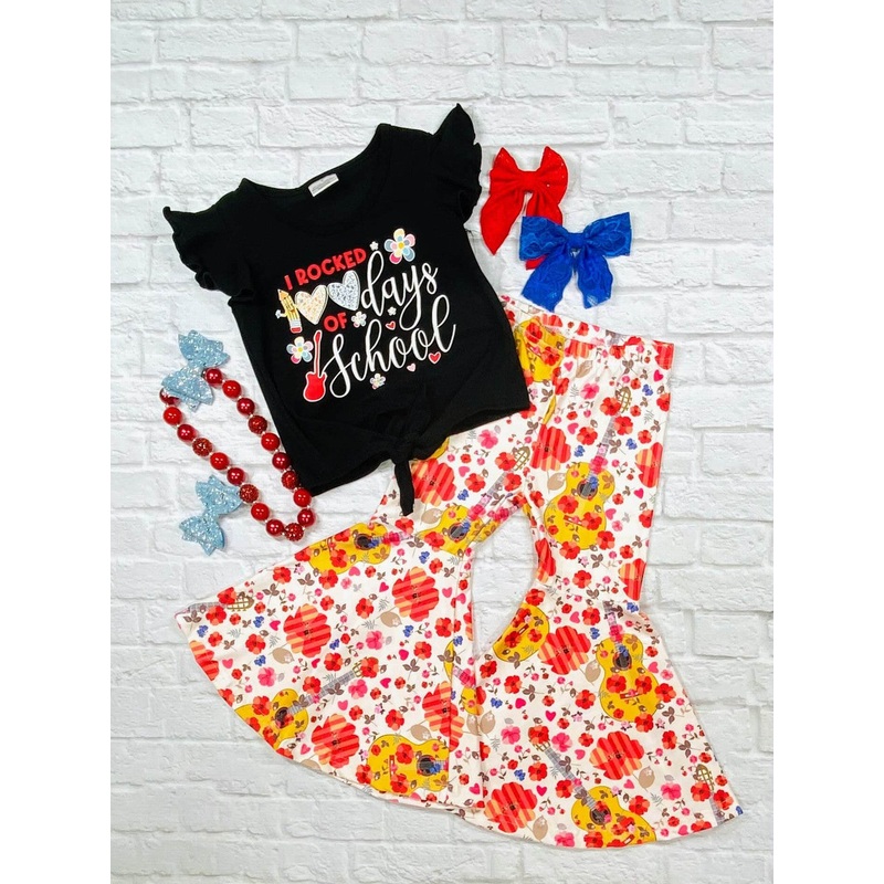 Rocked 100 Days Of School Guitars & Floral Pants Set