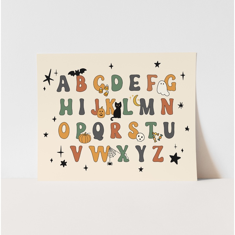 {Earth Tone} Halloween Alphabet Art Print