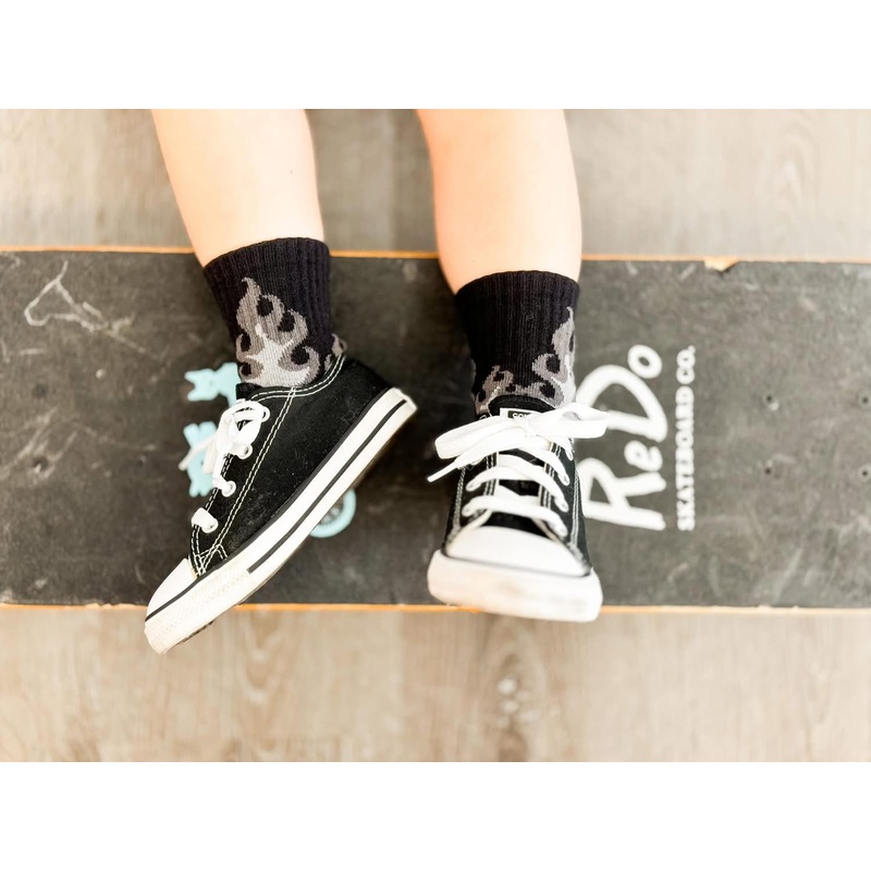 Gray Flames|Infant 0-3 Toddler Shoe Size|Extra Small 3-6 Toddler Shoe Size|Small 7-10 Toddler Shoe Size|Medium 10-13 Toddler Shoe Size|Large 1-7 Kids Shoe Size/Womens 4-8/Mens 4-6 Shoe Size