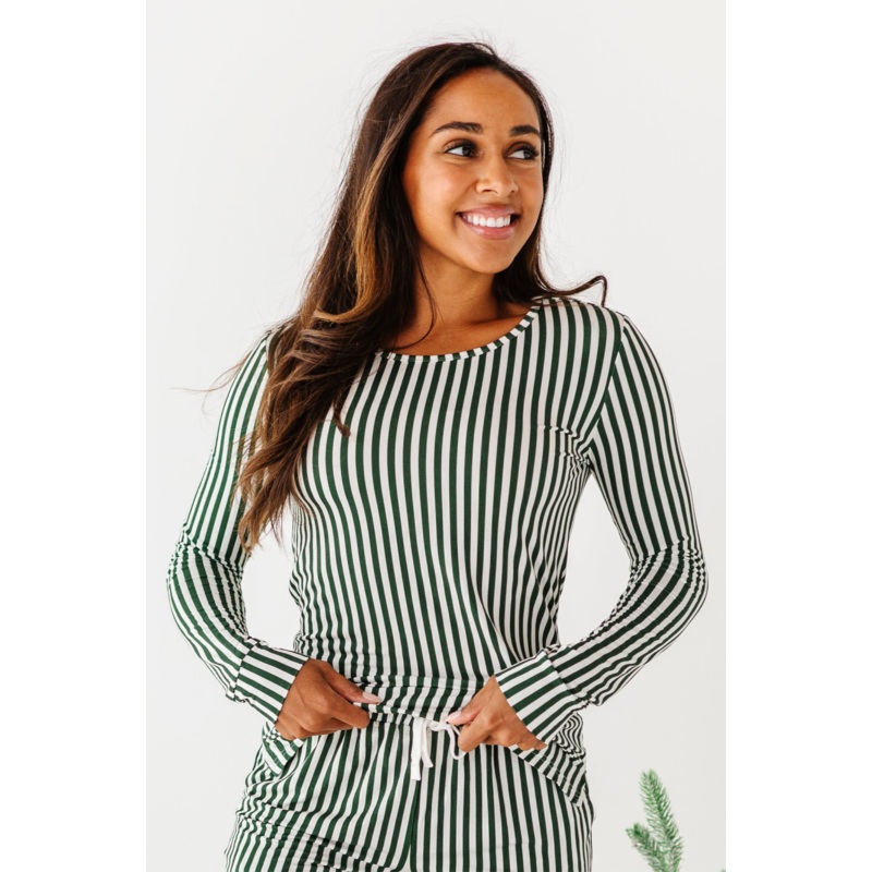 Green Stripes | Womens PJ TOP|X-SMALL (*SHIPS NOV 5-25th)|SMALL (*SHIPS NOV 5-25th)|MEDIUM (*SHIPS NOV 5-25th)|LARGE (*SHIPS NOV 5-25th)|X-LARGE (*SHIPS NOV 5-25th)|XX-LARGE (*SHIPS NOV 5-25th)|XXX-LARGE (*SHIPS NOV 5-25th)