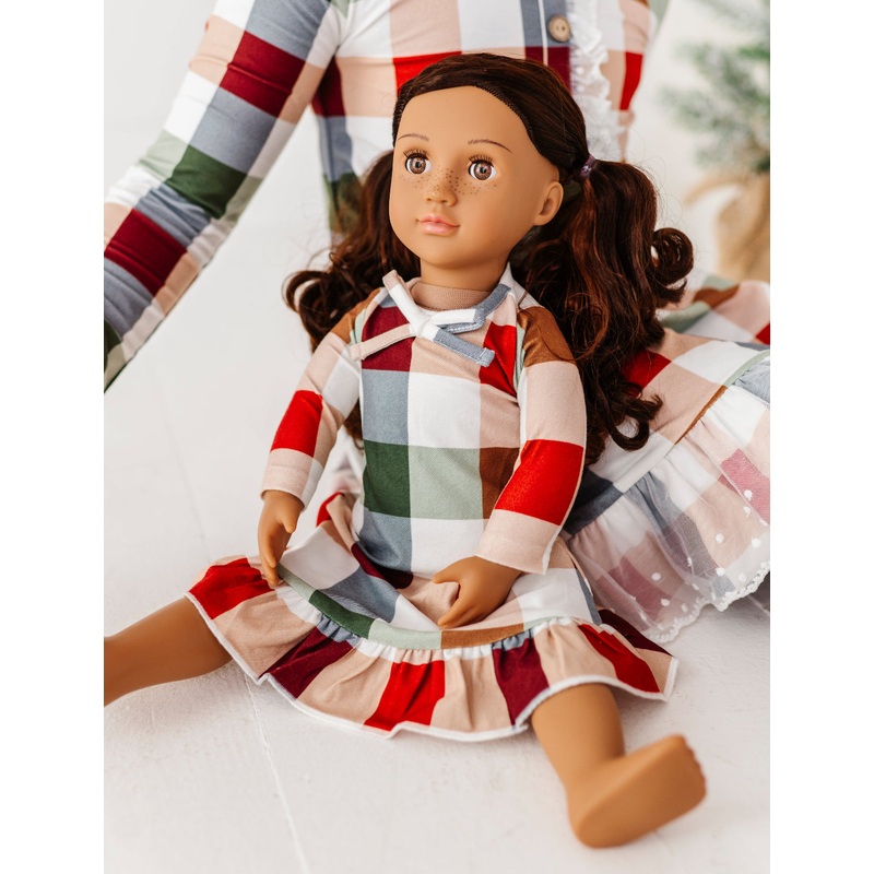 Holiday Plaid | DOLL DRESS|18″ DOLL SIZE (*SHIPS NOV 5-25th)