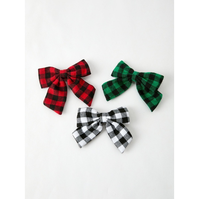Winter Christmas Plaid Bow Hair Clip