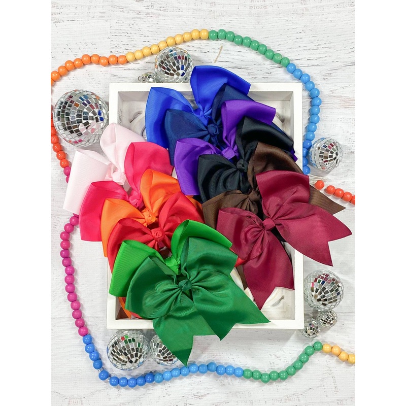 6 Cheer Bow – Alligator Clip – 15 Colors – Dance Team Bows