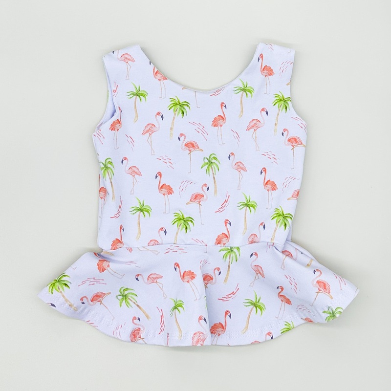 Peach Flamingo Peplum Tank Top