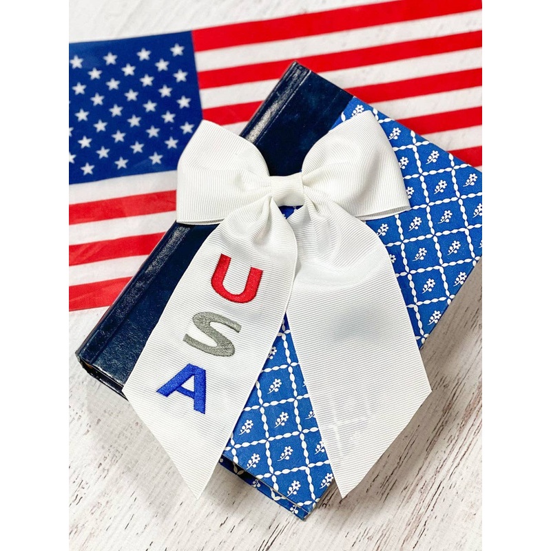 USA Embroidered Cheer Bow