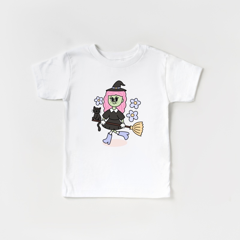 Whimsical Witch|2T|3T|4T|5T|Youth SM|Youth Med|Youth Lg|White|Pink|Natural|Peach|Light Grey