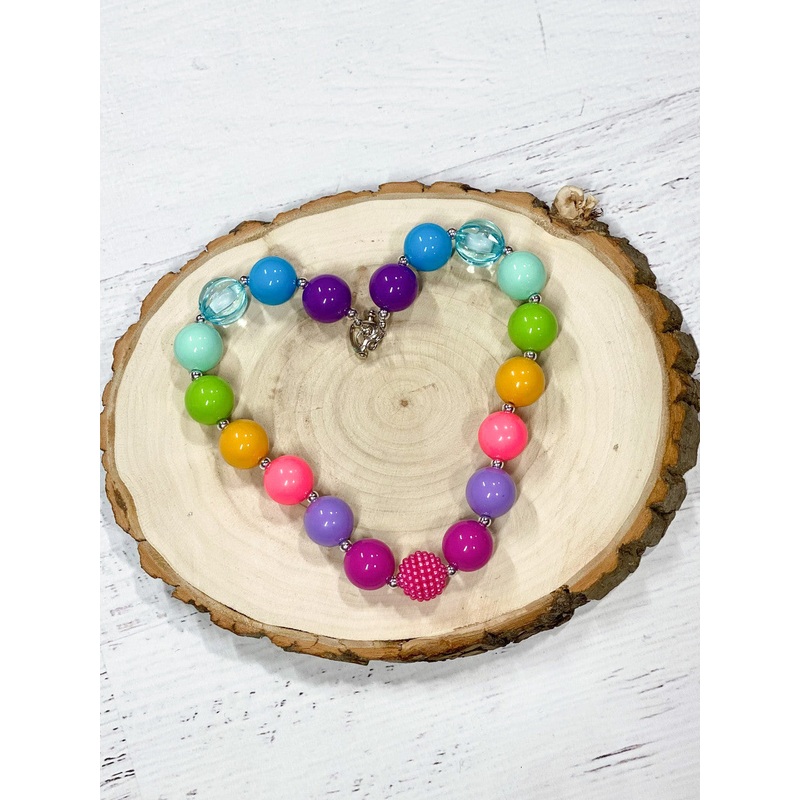 Bright Rainbow Chunky Bead Necklace