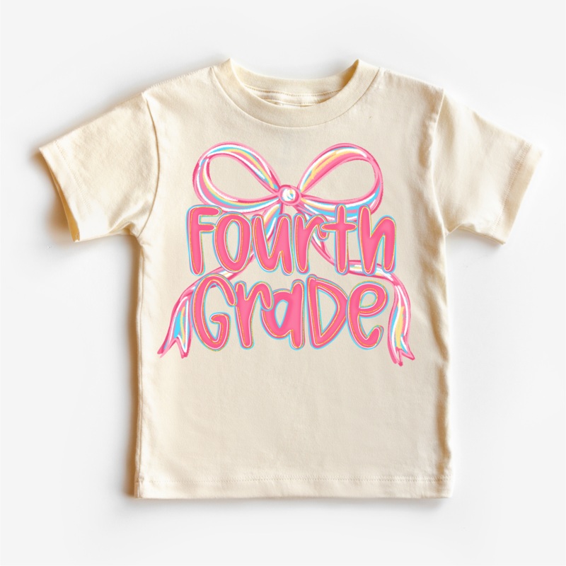 Girls Fourth Bow Back To School Shirt – First Day Of School Tee