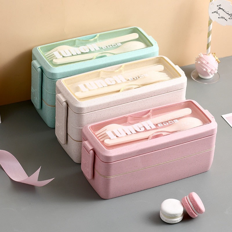 3 Layer Bento Box|3-Layer Green|3-Layer Beige|3-Layer Pink