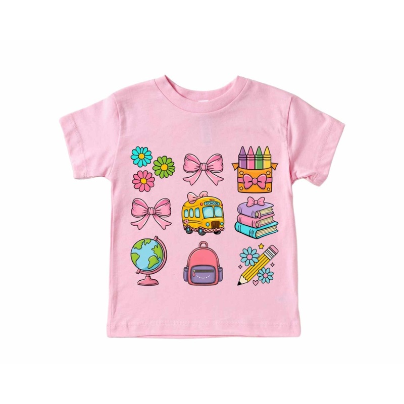 Back to School Collage Tee|Pink|2T|3T|4T|5/6|Small Youth|Medium Youth|Large Youth