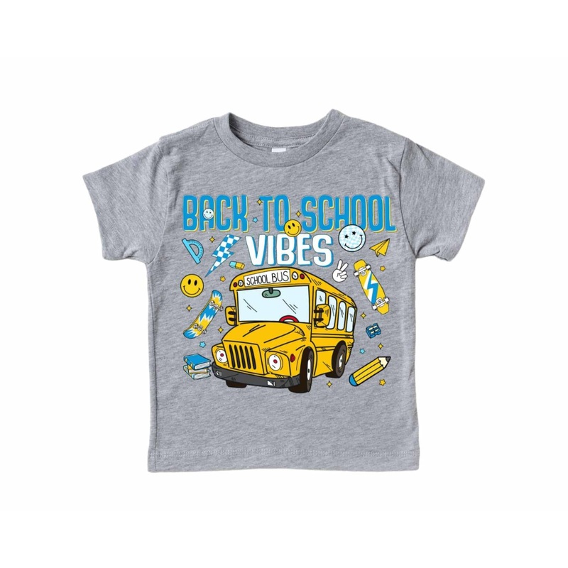 Back to School Vibes Tee|Grey|2T|3T|4T|5/6|Small Youth|Medium Youth|Large Youth
