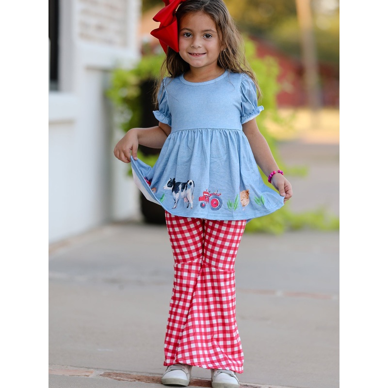 Girls Farm Animals Bell Bottoms outfit