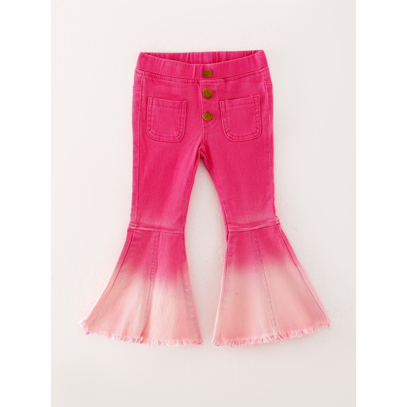 Pink Gradient Denim Flared Pants