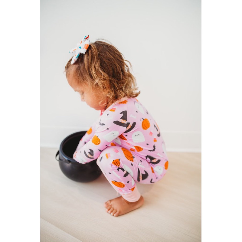 Pink Halloween Zippies|NB|0-3 mo|3-6 mo|6-12 mo|12-18 mo|18-24 mo