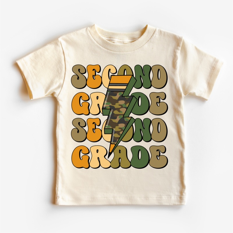 Second Grade Camo Lighting Bolt Shirt – Back To School Tee