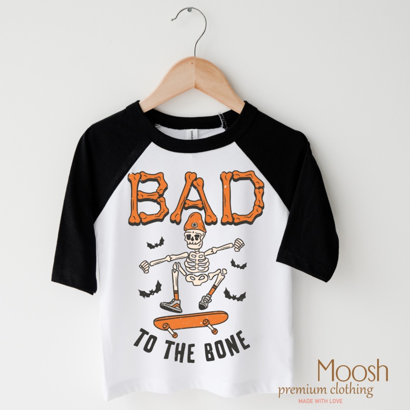 Bad To The Bone Skater Shirt – Halloween Shirt