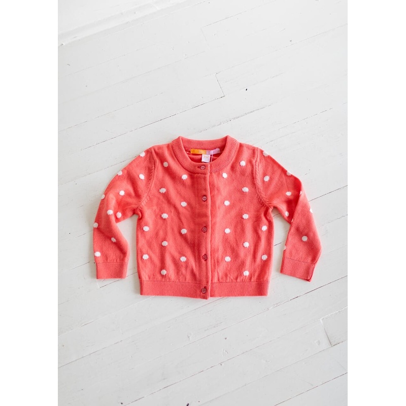 Girls Evelyn Cardigan- Pink Polka Dot