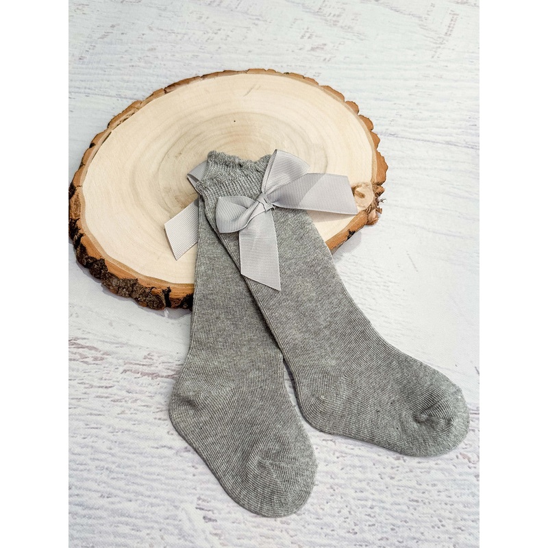 Grey Bow Socks|S|M|L|XL