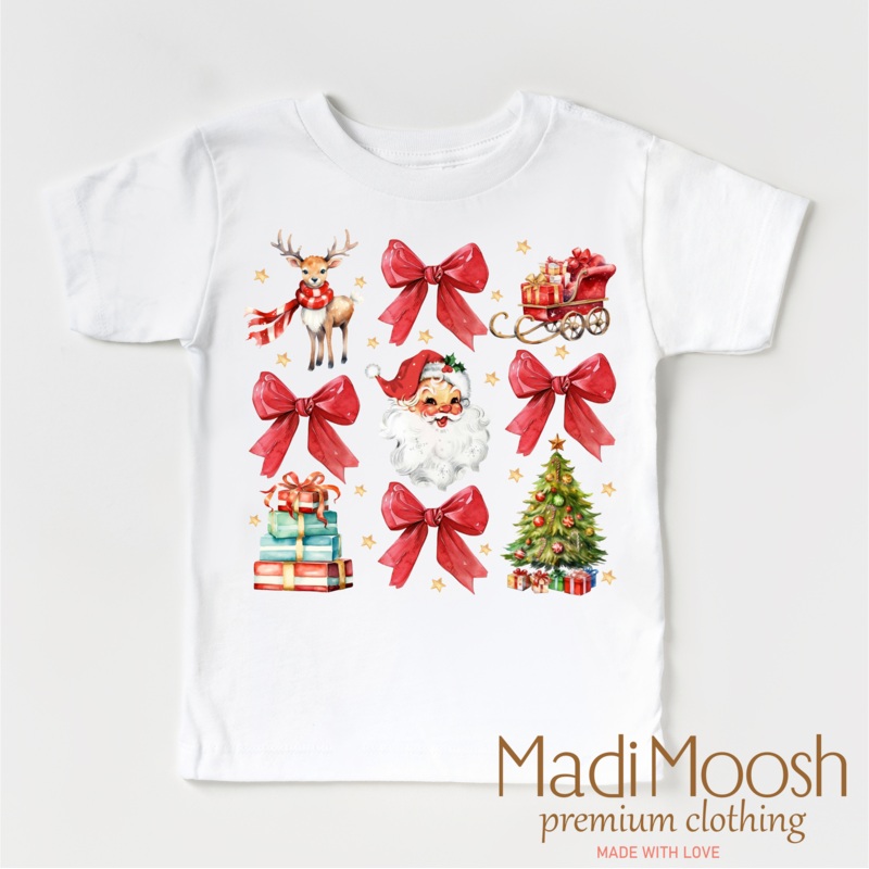 Santa Bows and Christmas Shirt – Christmas Tee