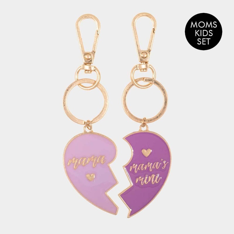 2PCS – mama mini Enamel Heart Moms and Kids Set Keychains