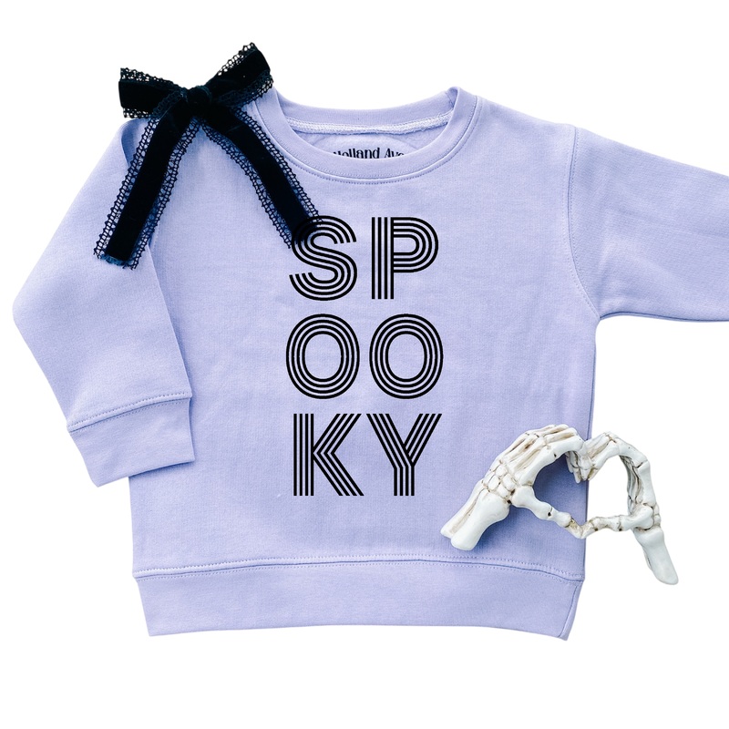 Spooky sweatshirt|2/3|4/5|5/6|6/7 (YS)|8/10 (YM)|10/12 (YL)|Tan|Lavender