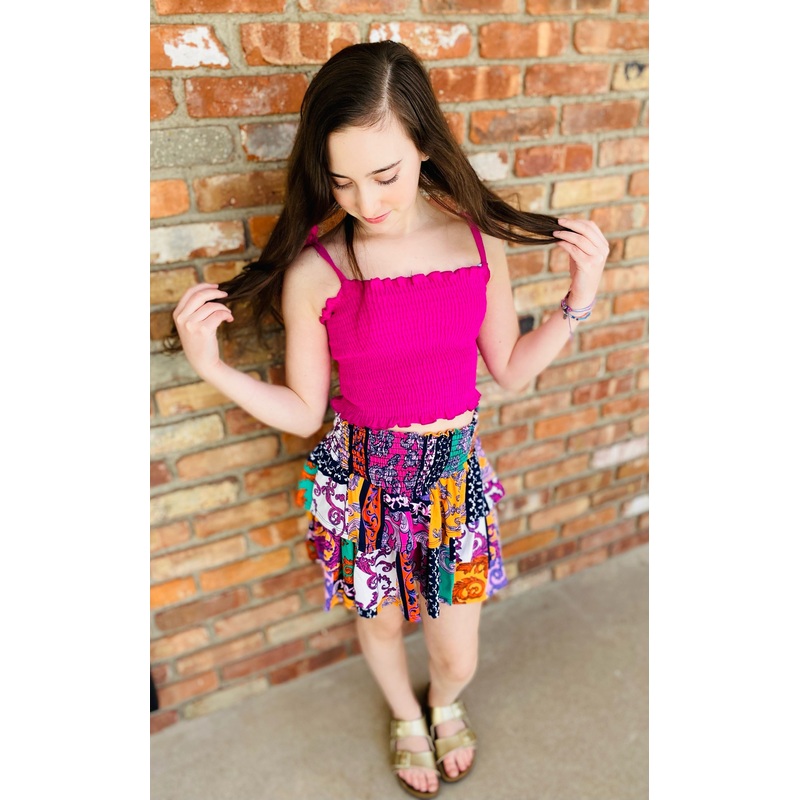 Tweenstyle – Raspberry Terry Smocked Top