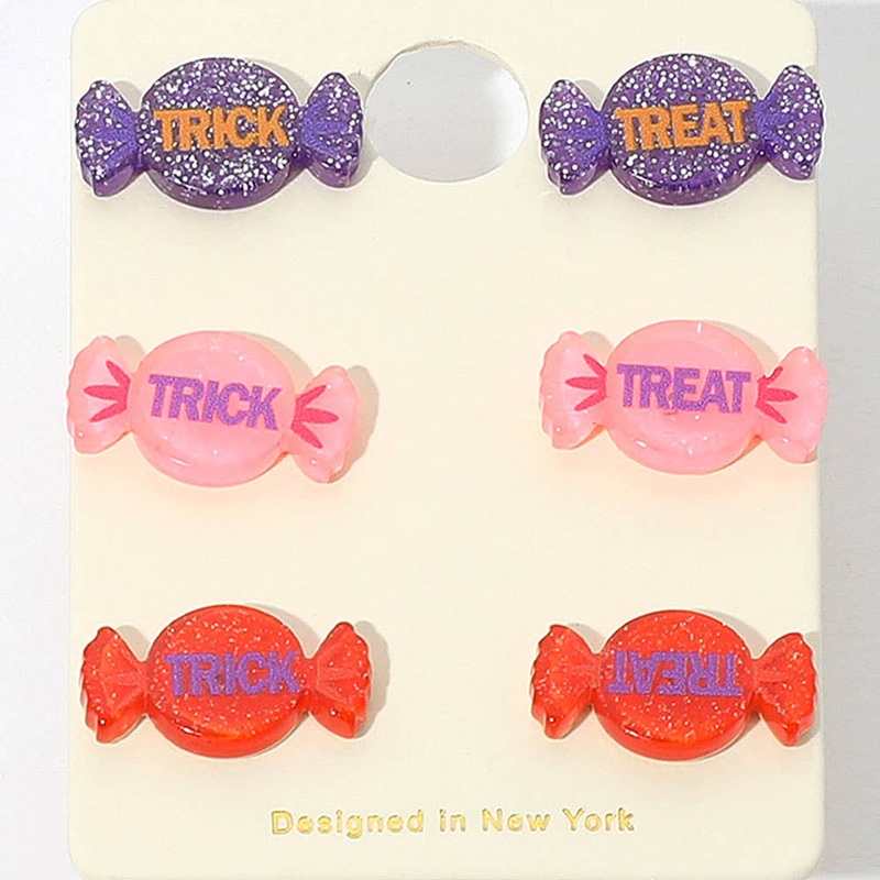 3Pairs – TICK TREAT Halloween Candy Stud Earring Set
