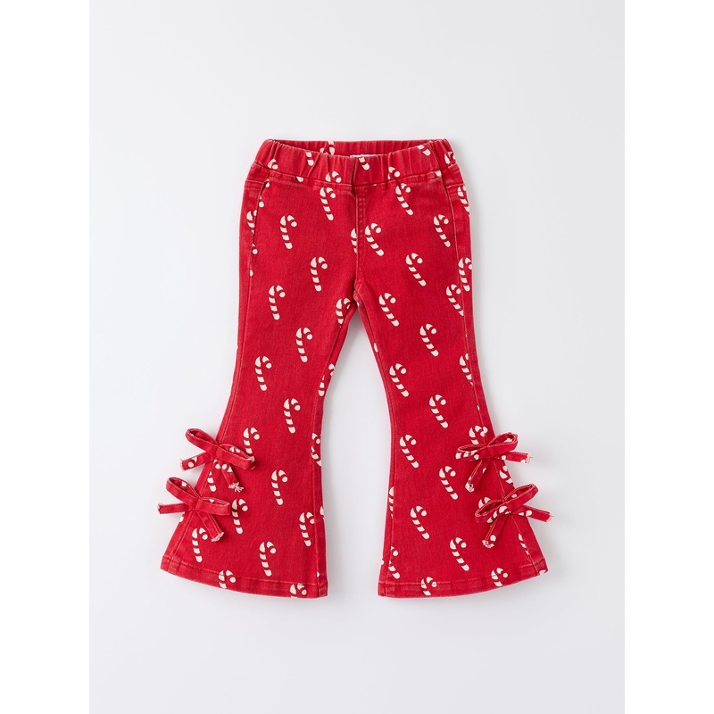 Girls Red Christmas Themed Denim Jeans
