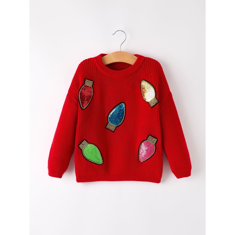 Winter Christmas Girls Sequins Pullover Sweater