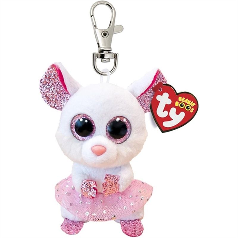 TY Beanie Boos Nina – White Ballerina Mouse Clip