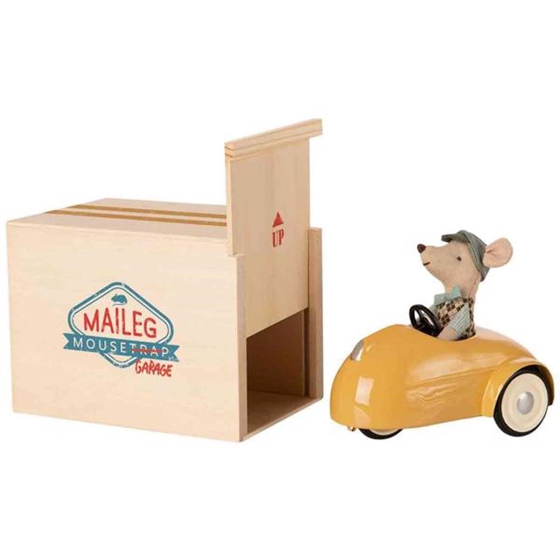 Maileg Mouse Car w. Garage – Yellow