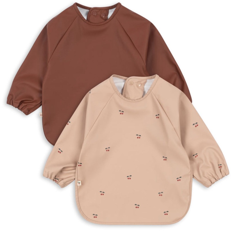 Konges Sljd Dinner Bib Long Sleeve 2-pack Cherry