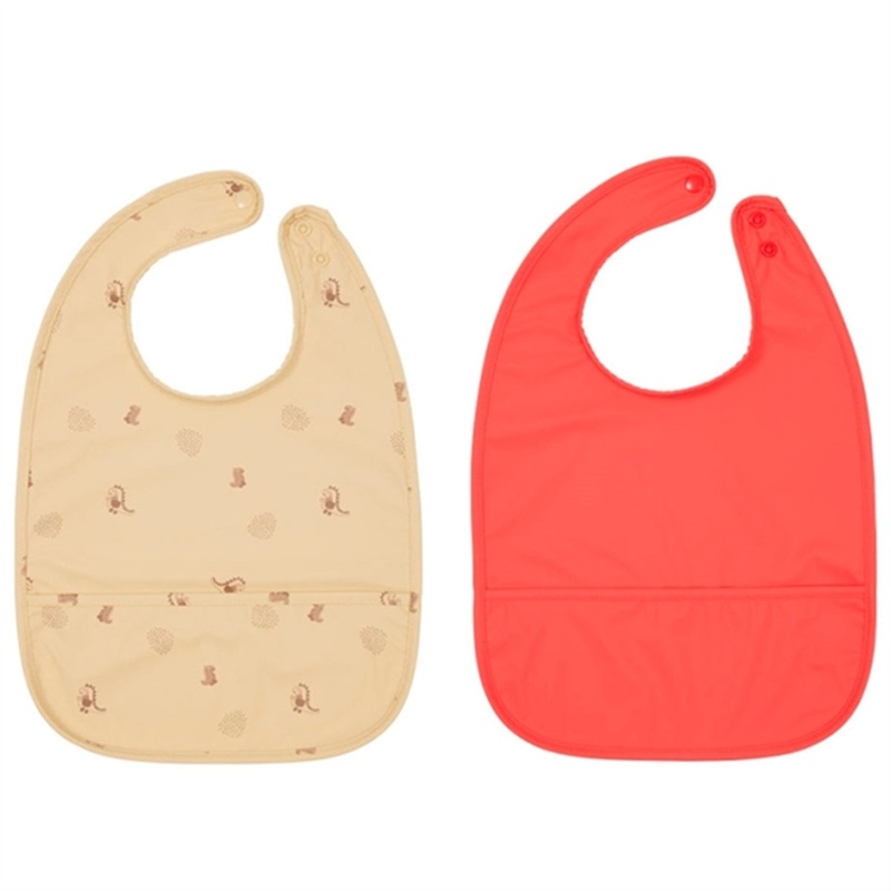 OYOY Bib Dino Butter\/Cherry Red